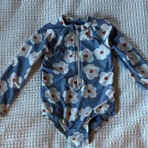 Little Co. by Lauren Conrad Girls Blue Floral Long Sleeve One-Piece Swimsuit